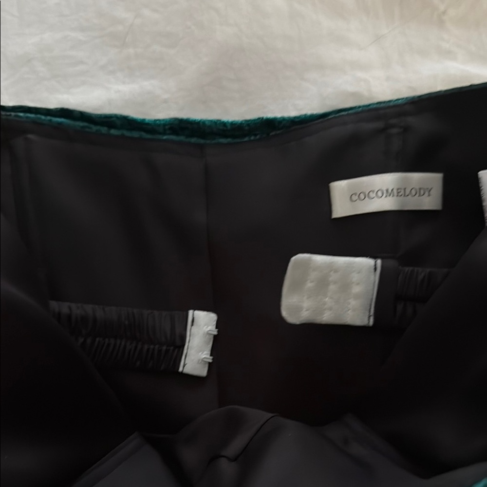 CocoMelody Teal Metallic Strapless Pleated Gown - Picture 3 of 3